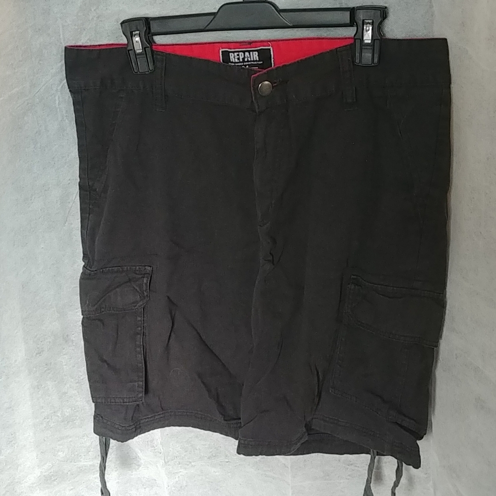 Repair black cargo shorts